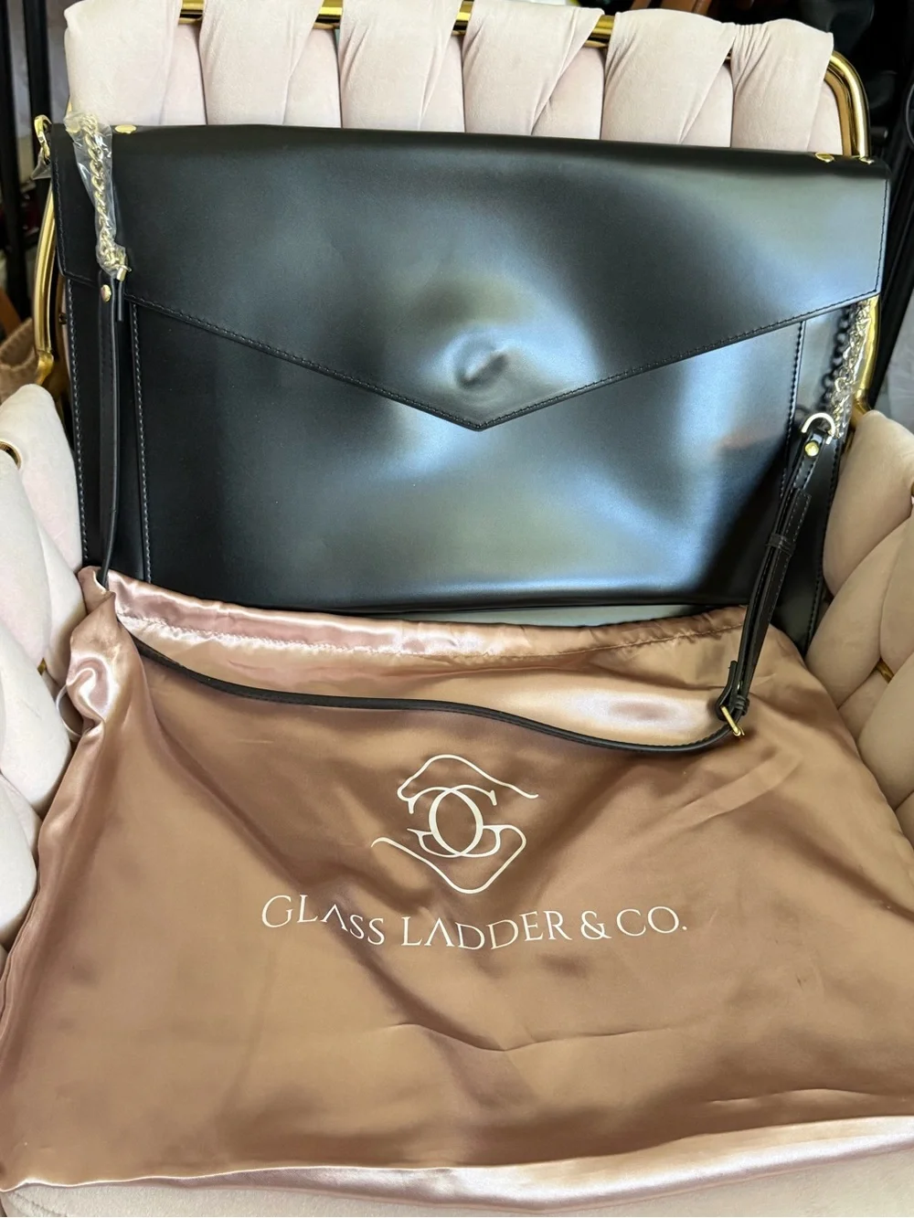 Glass Ladder & Co. The Hepburn Black Vegan Leather Laptop Bag / Document Holder